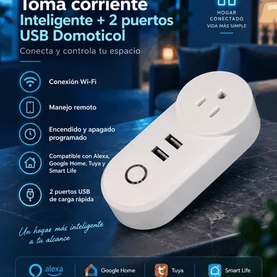 Toma Corriente Inteligente WiFi + 2 Puertos USB