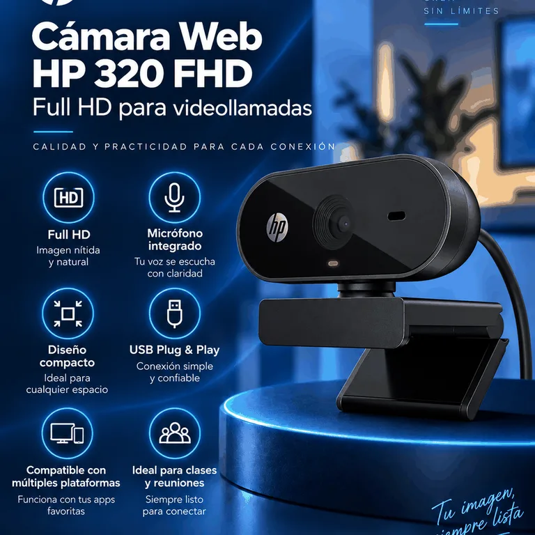 Cámara Web HP 320 FHD con Base Giratoria