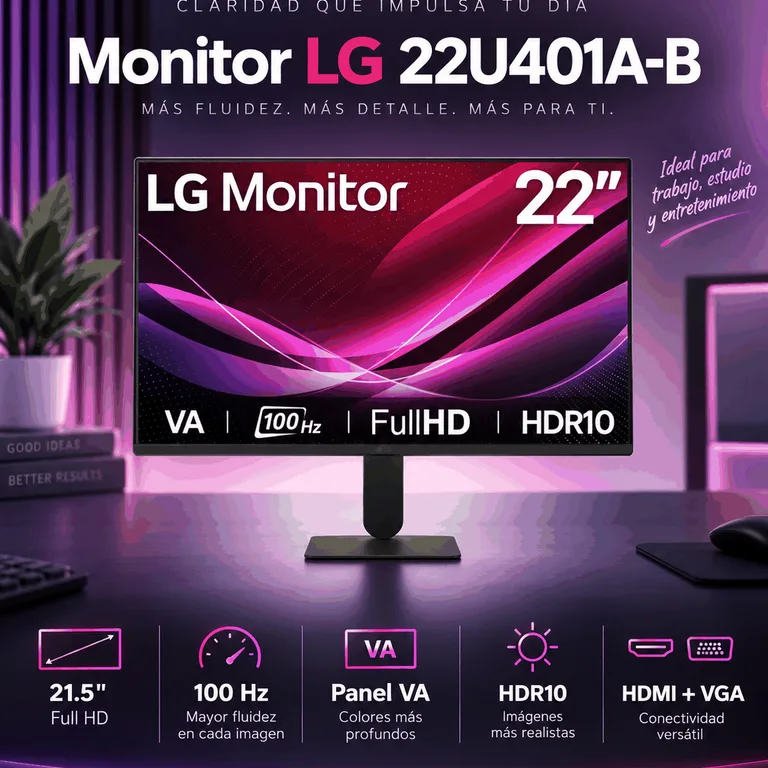 Monitor LG 22" 22U401A-B Full HD 100Hz