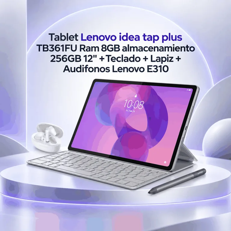 Tablet Lenovo Idea Tab Plus TB361FU 12" con Teclado, Lápiz y Audífonos
