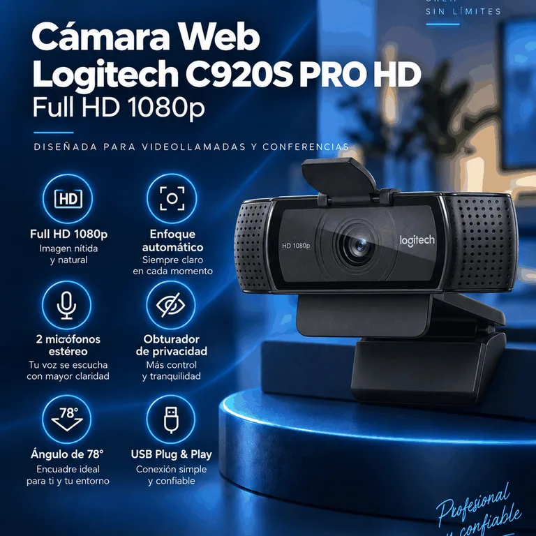 Cámara Web Logitech C920S PRO HD 1080p