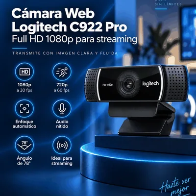 Cámara Web Logitech C922 Pro para Streaming
