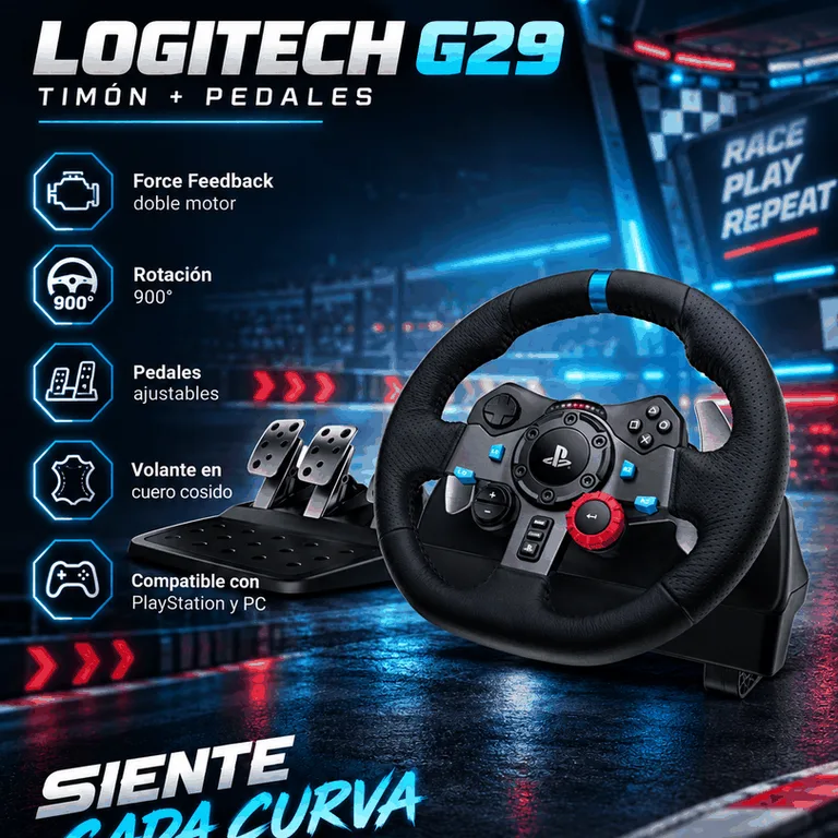 Timón Logitech G29 con Pedales