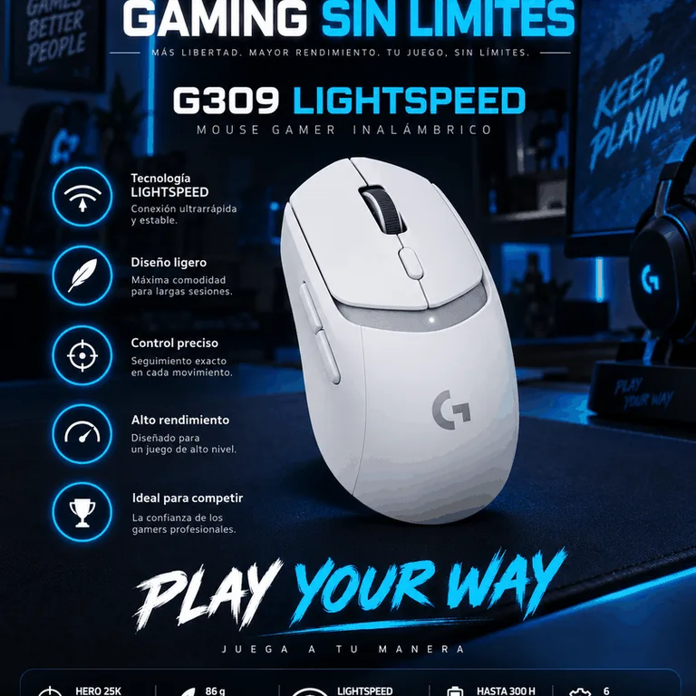 Mouse Logitech G309 LIGHTSPEED Blanco