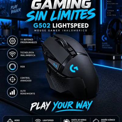 Mouse Logitech G502 LIGHTSPEED Inalámbrico Negro