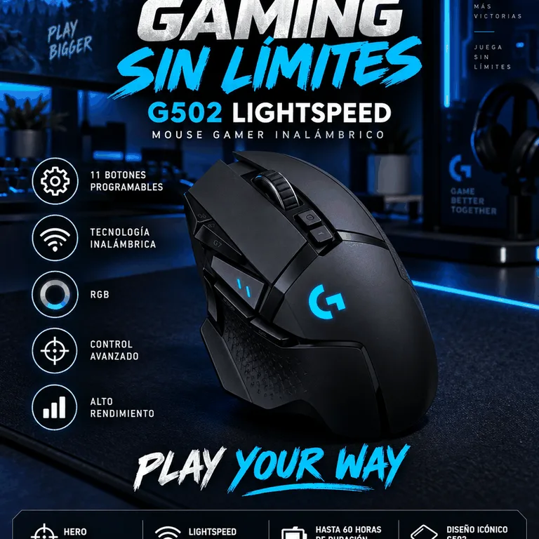 Mouse Logitech G502 LIGHTSPEED Inalámbrico Negro
