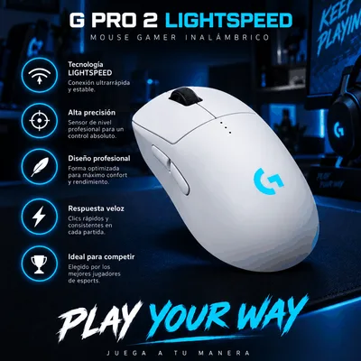 Mouse Gamer Logitech G Pro 2 LIGHTSPEED Blanco