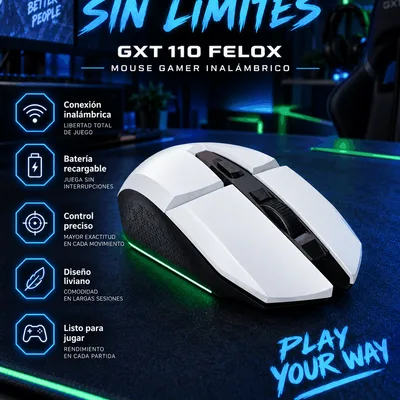 Mouse Gamer Trust GXT 110 Felox Blanco Recargable