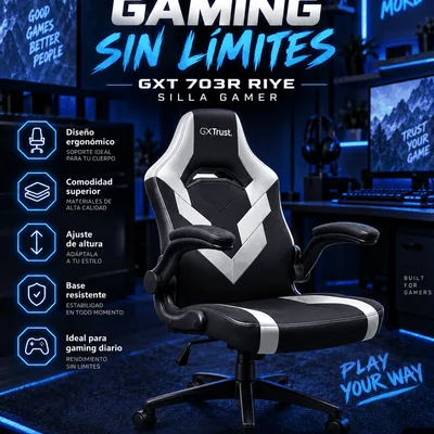Silla Gamer Trust GXT 703R Riye Blanca con Negro
