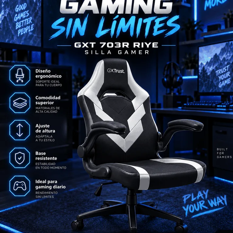 Silla Gamer Trust GXT 703R Riye Blanca con Negro