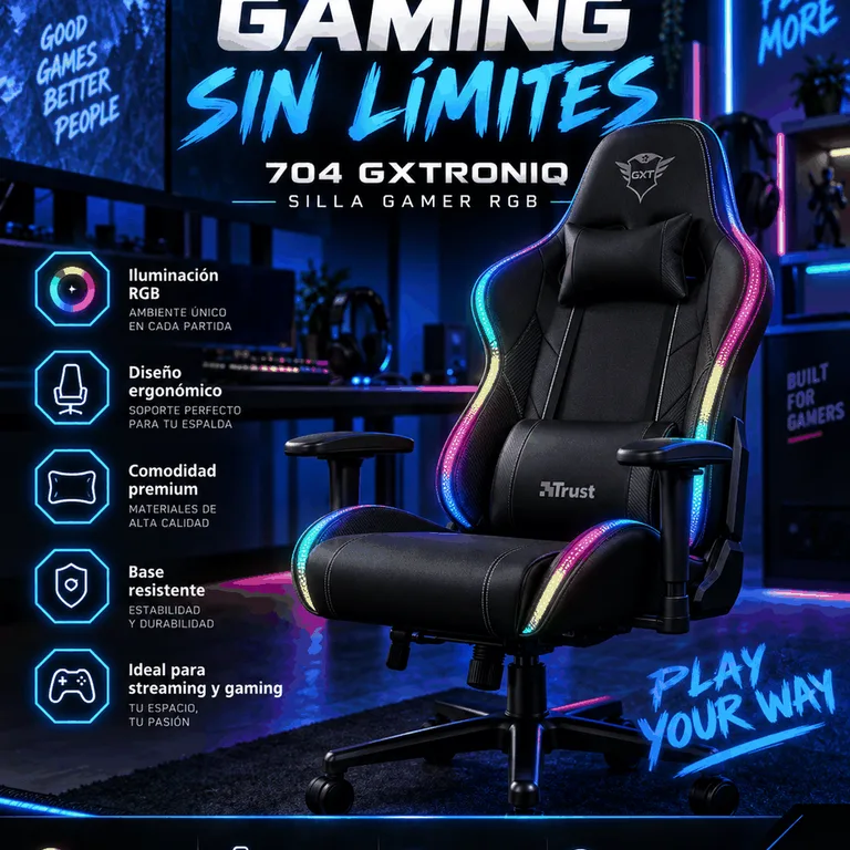 Silla Gaming Trust GXT 704 Roniq RGB Lighting
