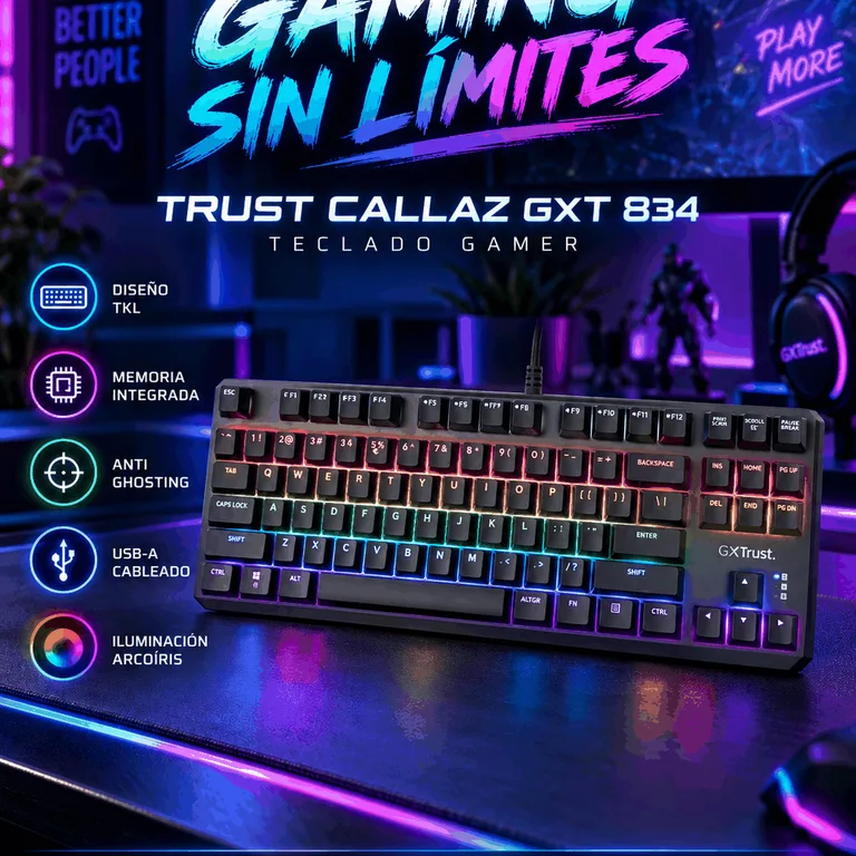 Teclado Gamer Trust Callaz GXT834 Negro