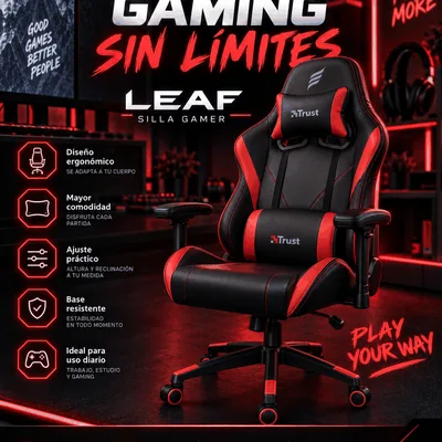 Silla Gamer Leaf Negro-Rojo