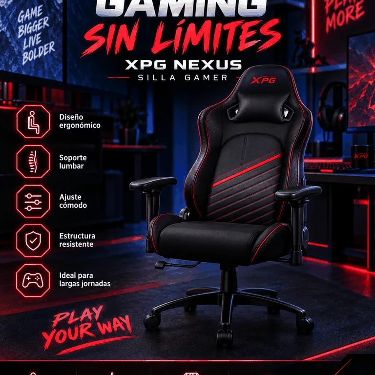 Silla Gamer XPG Nexus Negra-Roja